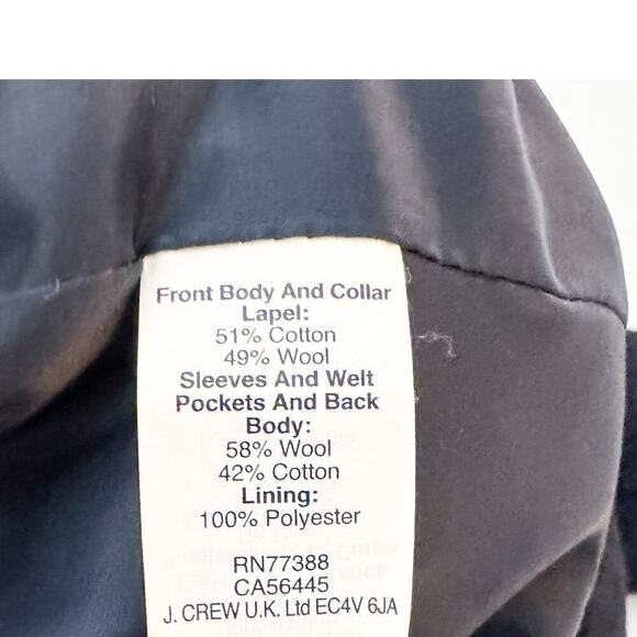 J. Crew Wool Blazer Contrast Sleeves Gray Navy Size 4 - Picture 4 of 4